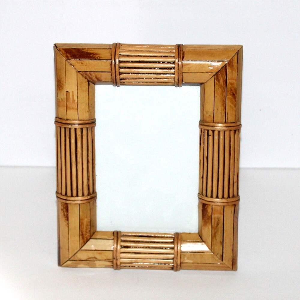 Vintage Bamboo Picture Frame 7" x 5" Photo table top boho decor
